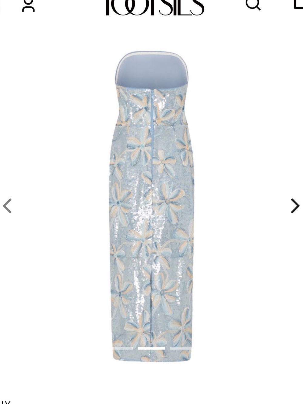 Milly Strapless Light Blue Sequin Floral Sheath Dress - Picture 4 of 5